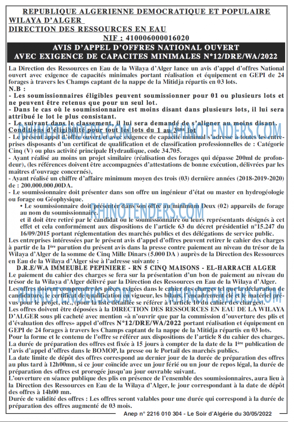 LE SOIR D'ALGERIE