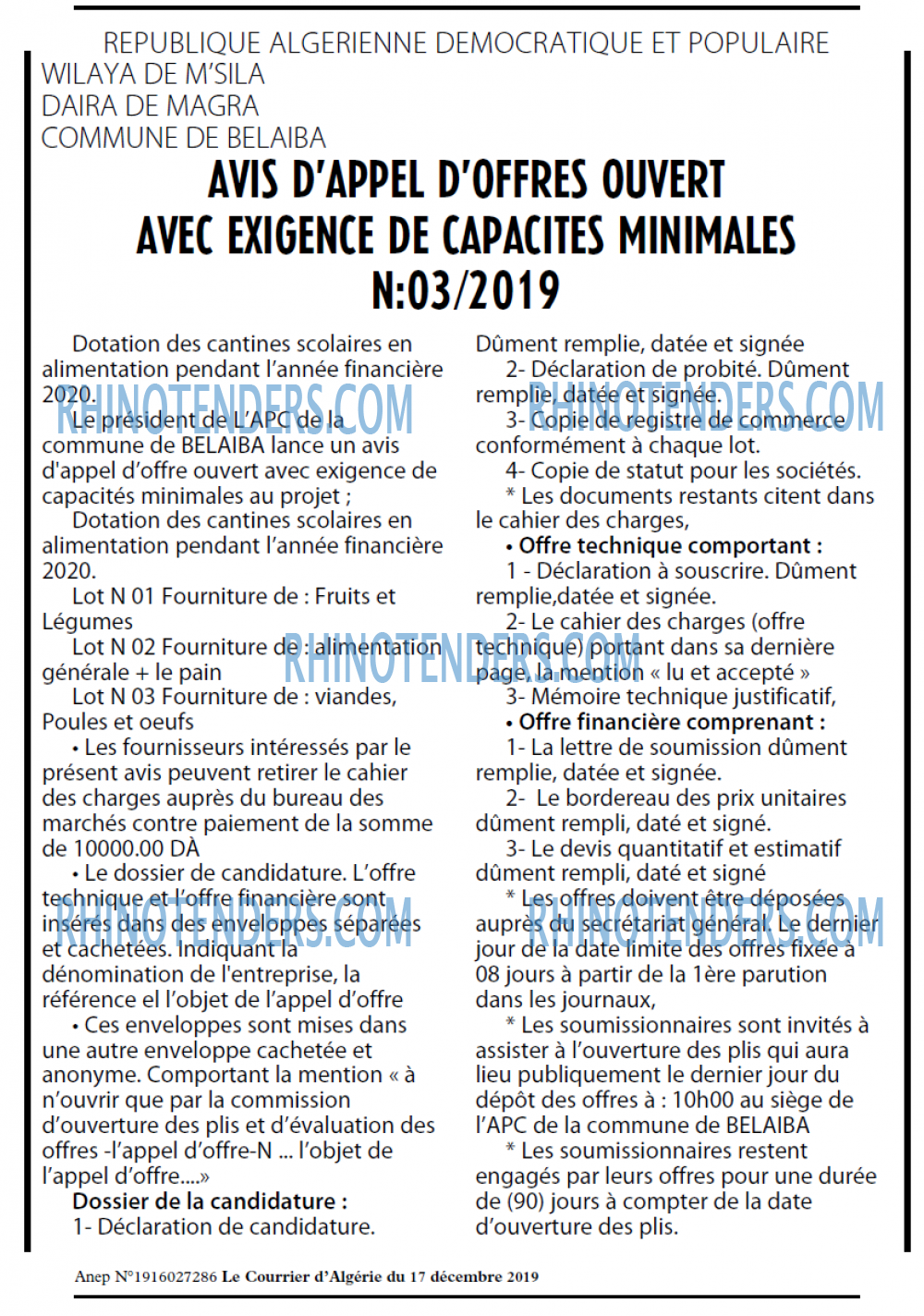 Le Courrier d'Algerie