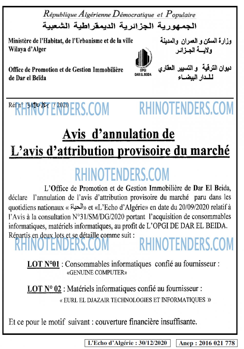 L'ECHO D'ALGERIE
