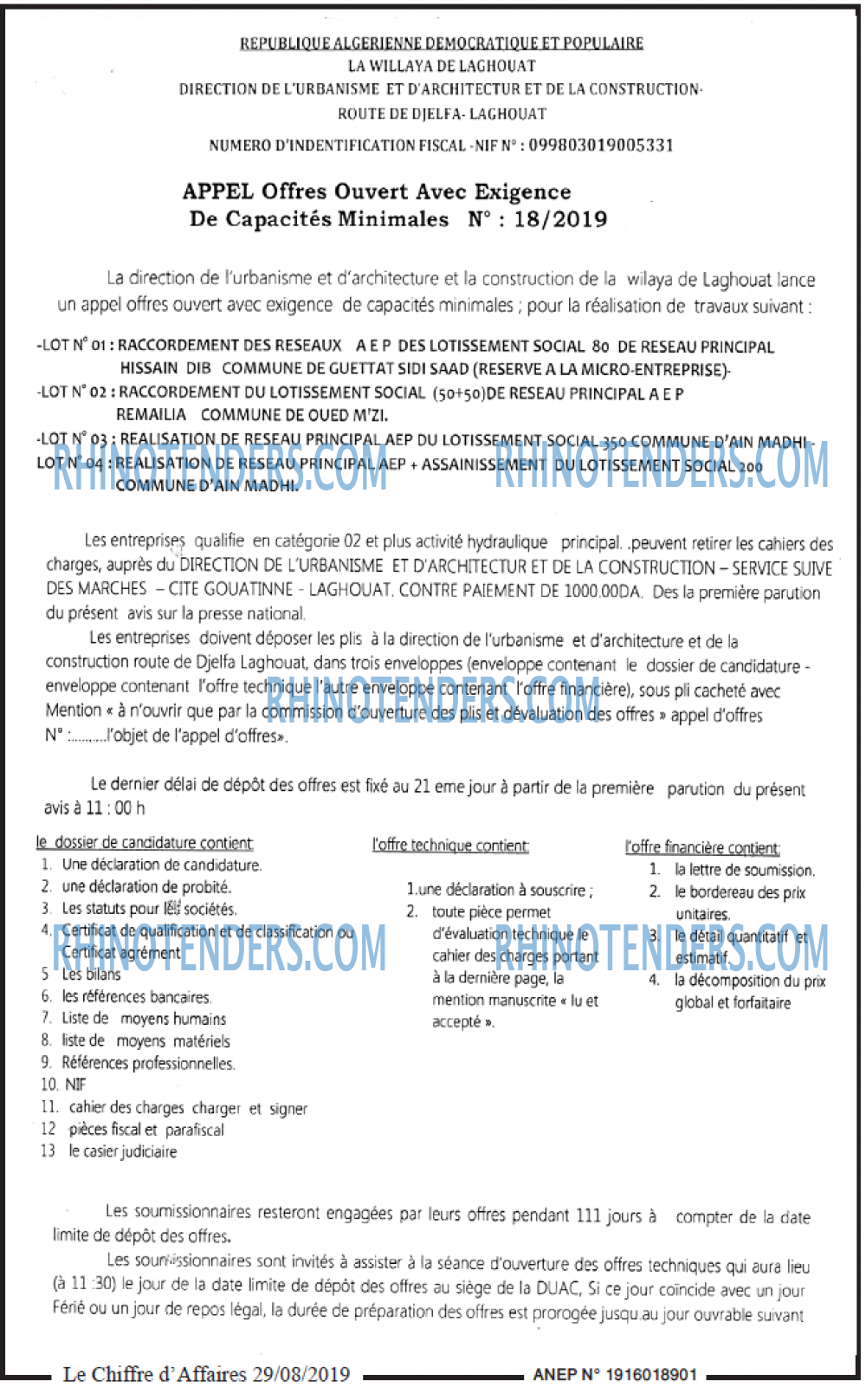 Le Chiffre d'Affaires
