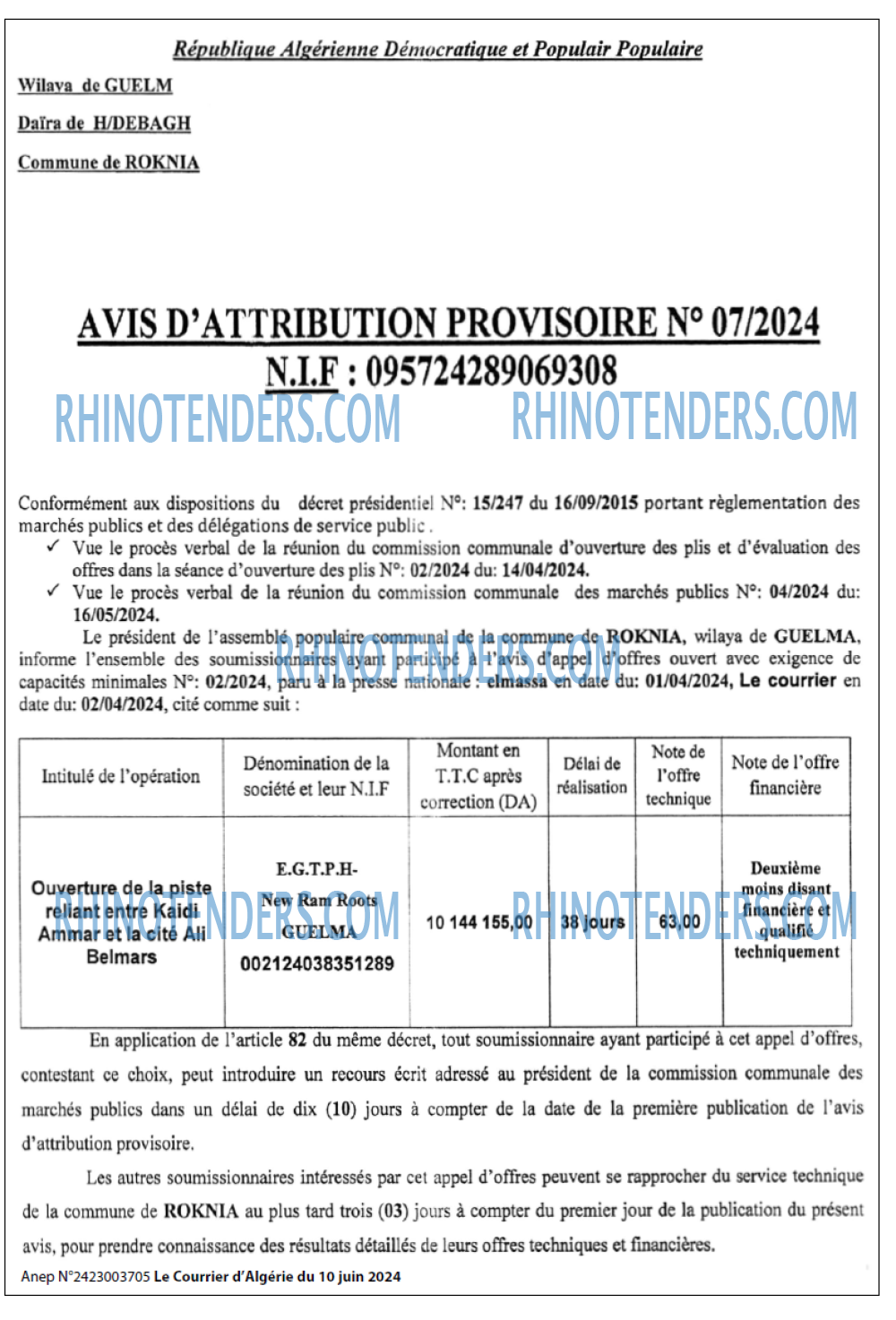 Le Courrier d'Algerie