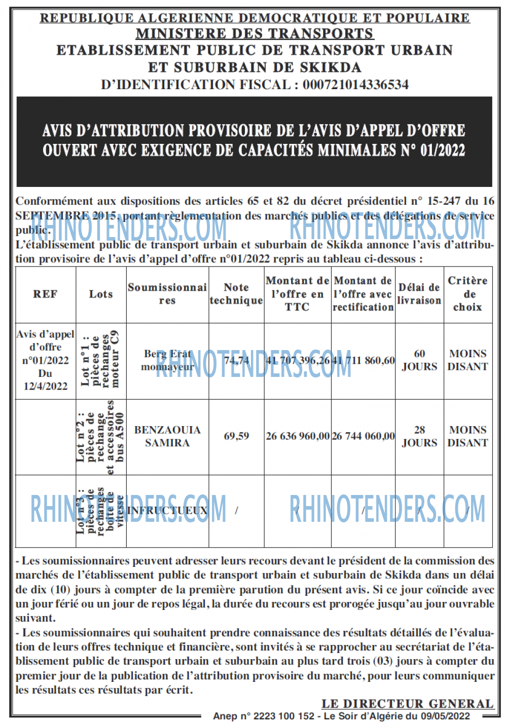LE SOIR D'ALGERIE