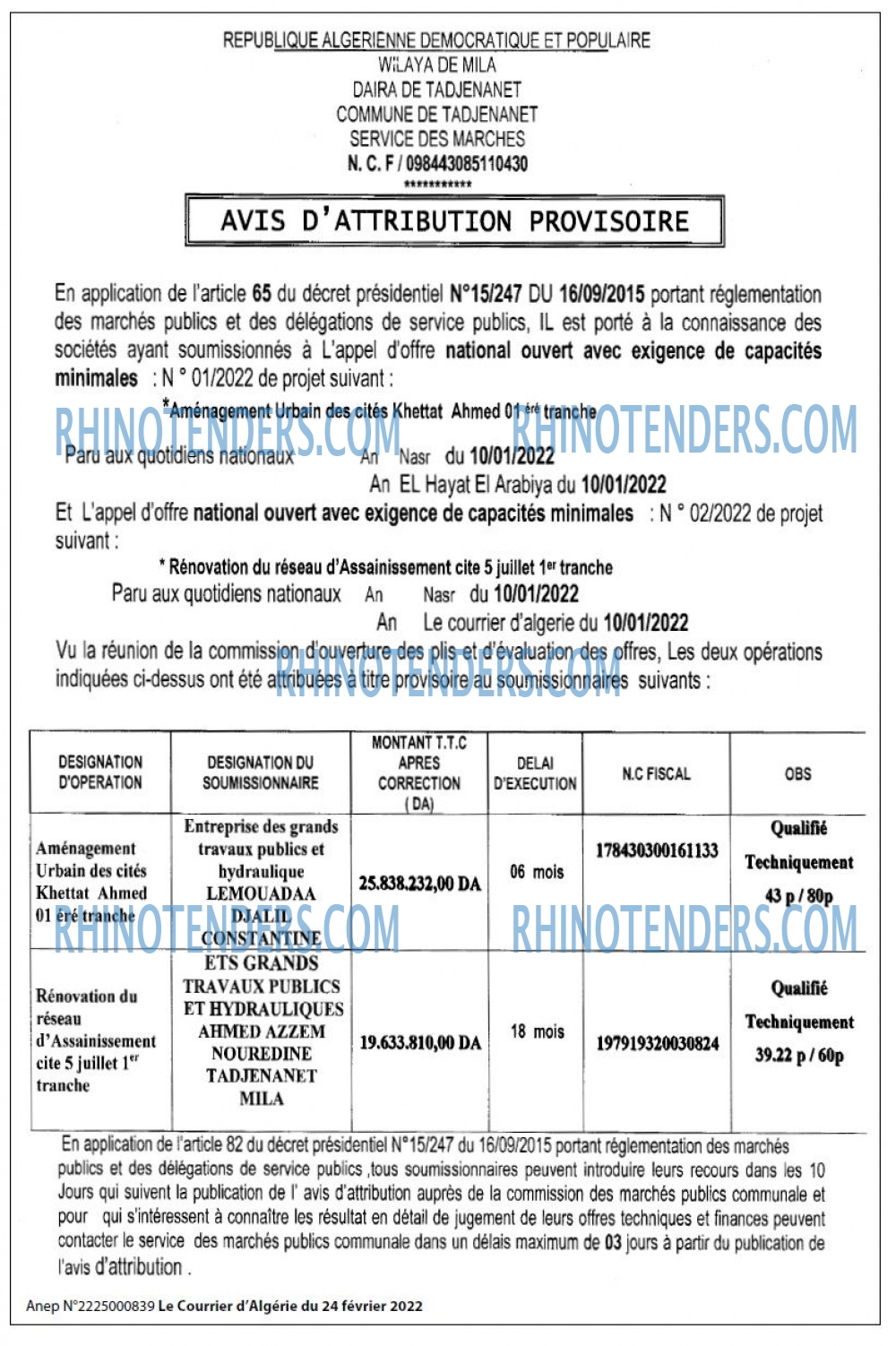 Le Courrier d'Algerie
