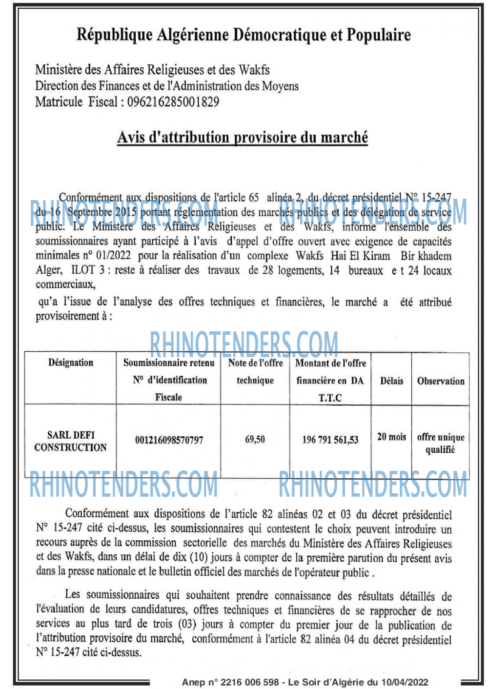 LE SOIR D'ALGERIE