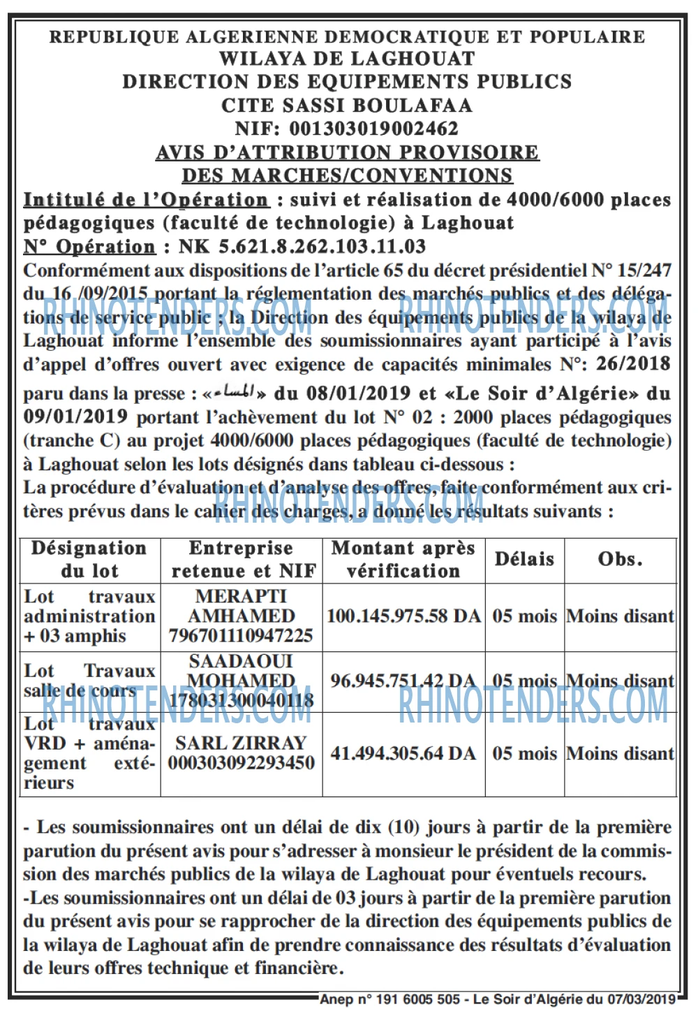 LE SOIR D'ALGERIE