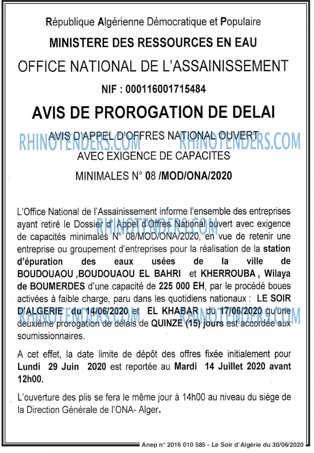 LE SOIR D'ALGERIE