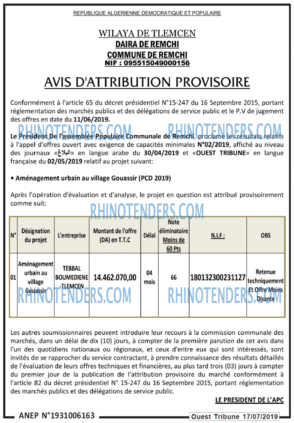 ouest TRIBUNE