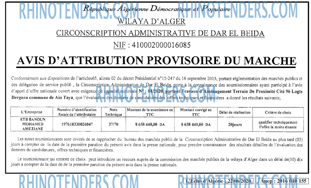 L'ECHO D'ALGERIE