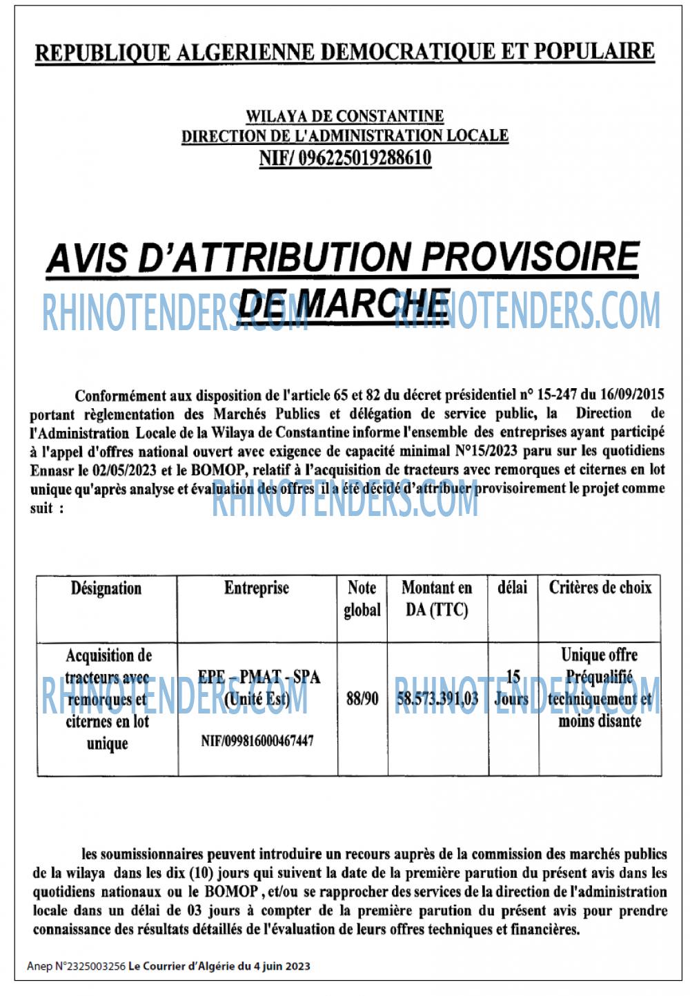 Le Courrier d'Algerie