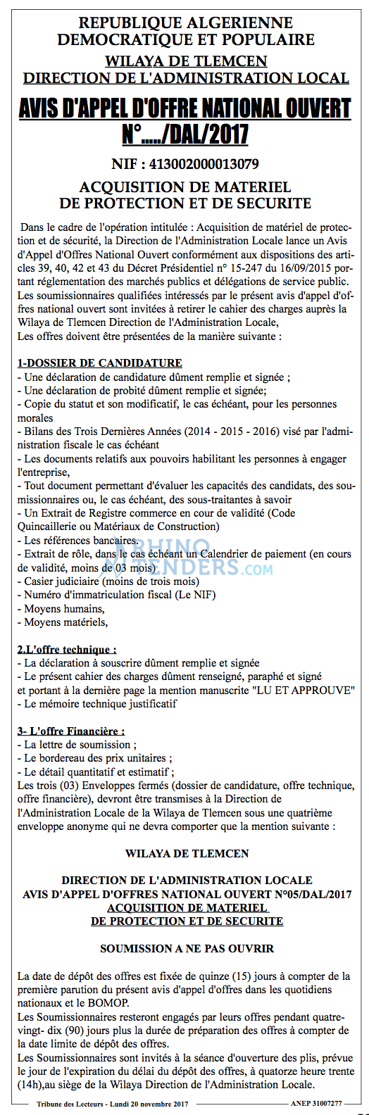TRIBUNE DES LECTEURS