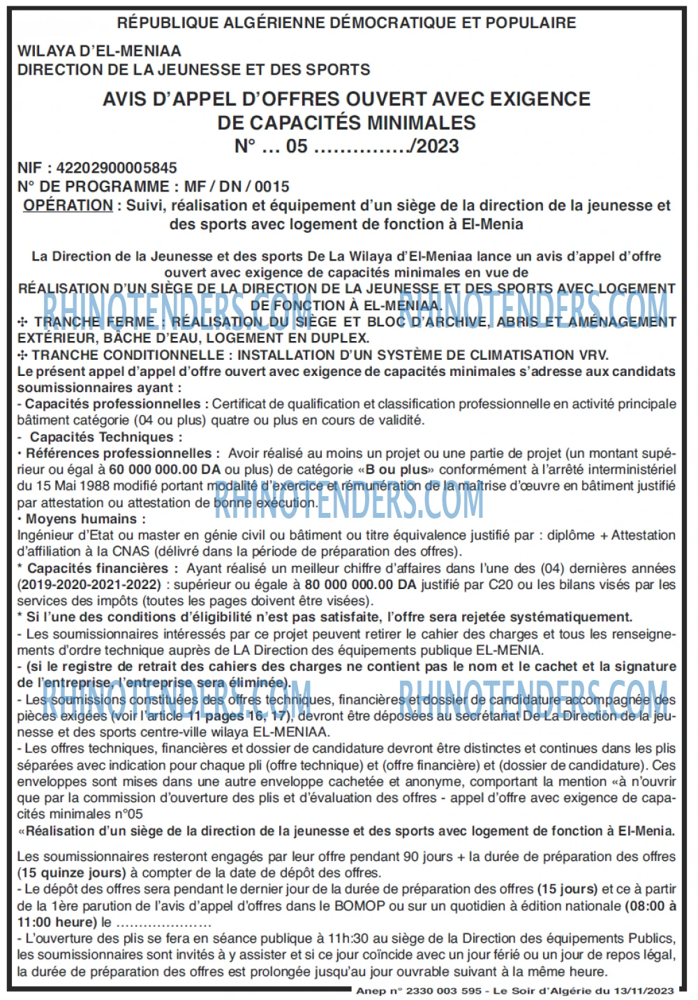 LE SOIR D'ALGERIE