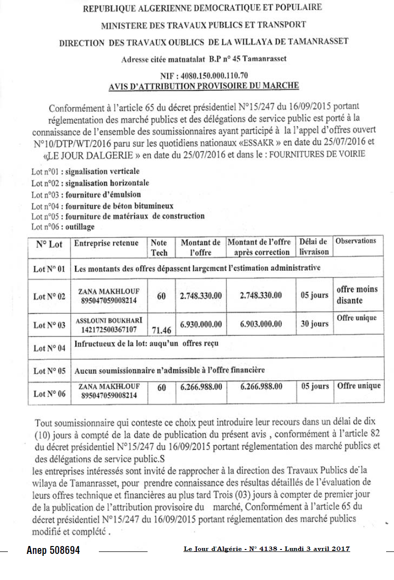 Le Jour d'Algérie