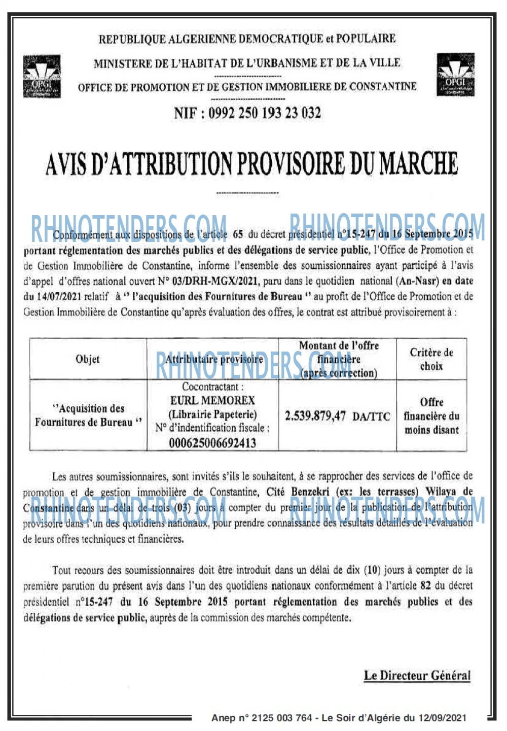 LE SOIR D'ALGERIE