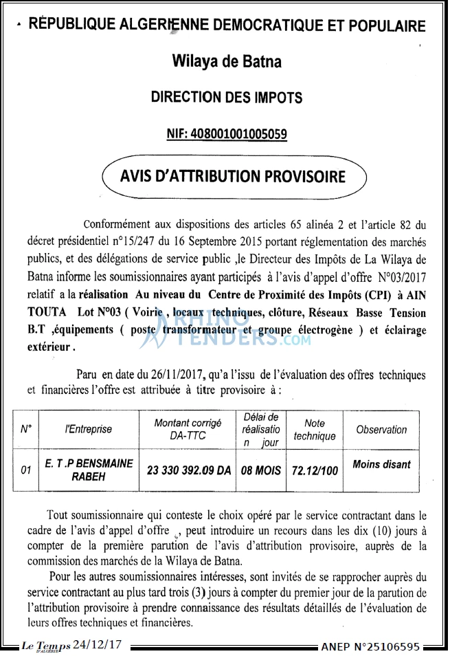 LE TEMPS D'ALGERIE
