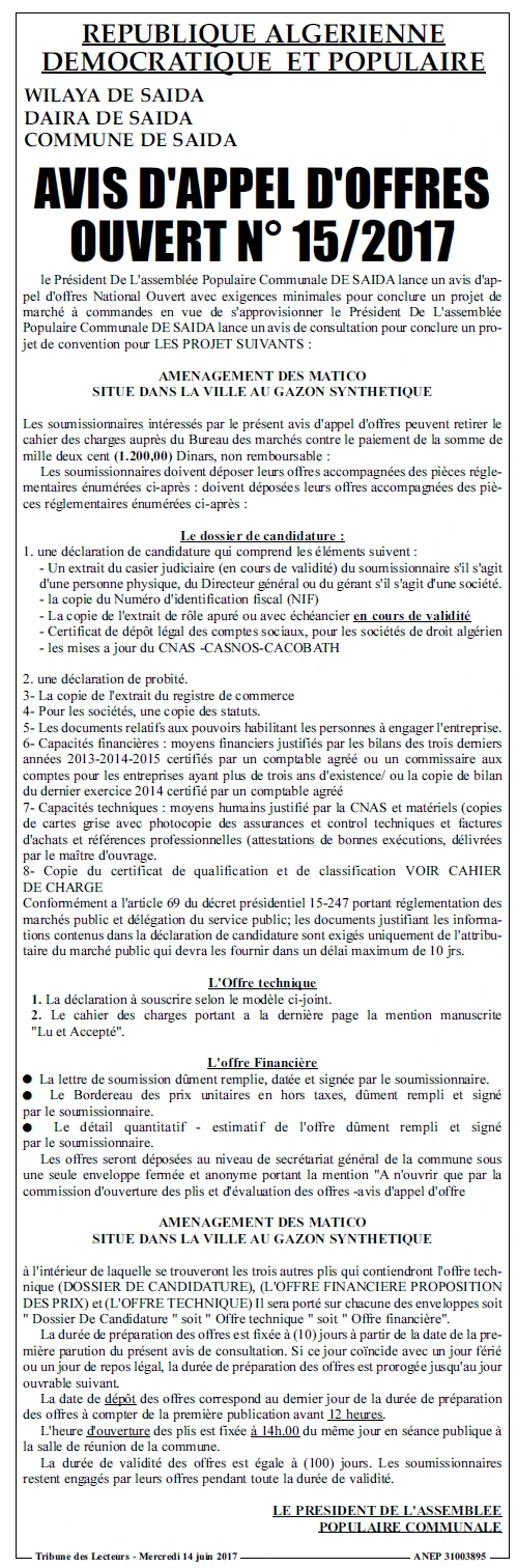TRIBUNE DES LECTEURS
