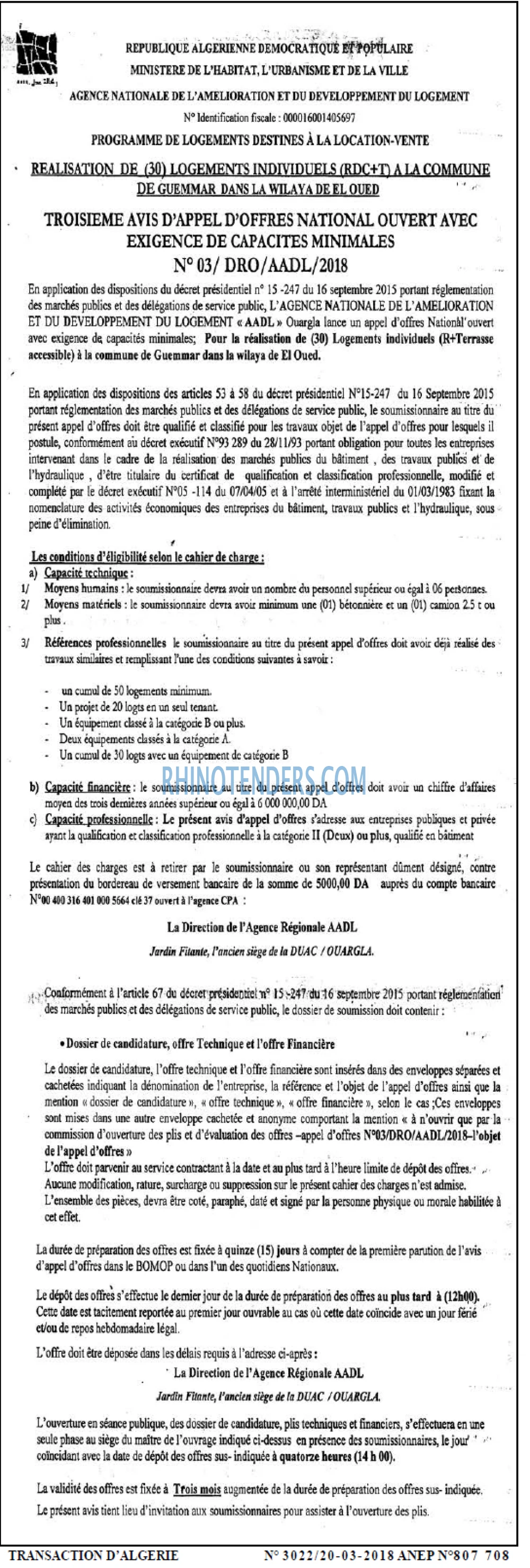 TRANSACTION D'ALGERIE