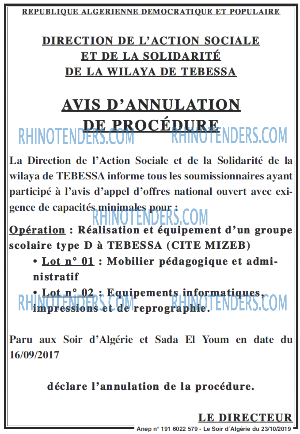 LE SOIR D'ALGERIE