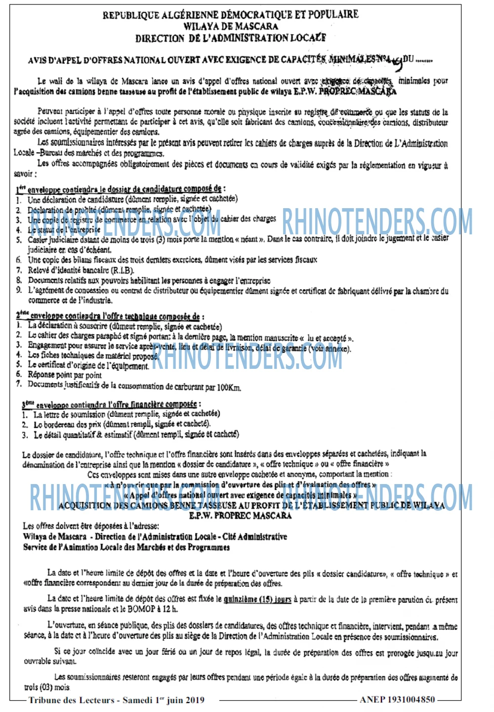 TRIBUNE DES LECTEURS