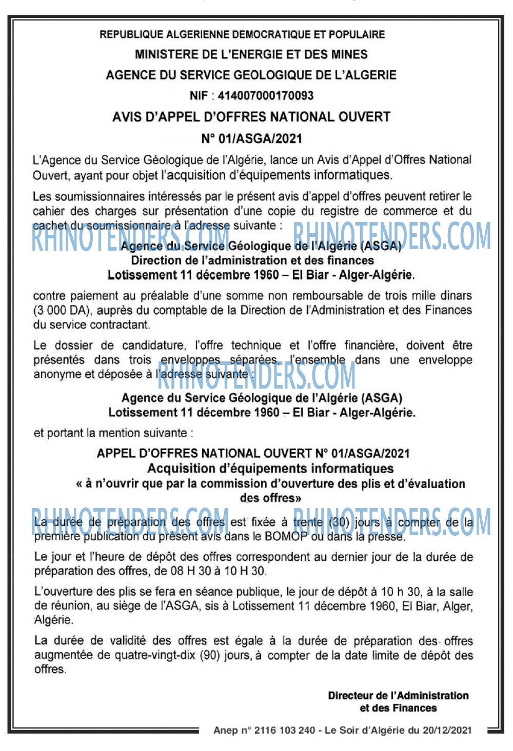 LE SOIR D'ALGERIE
