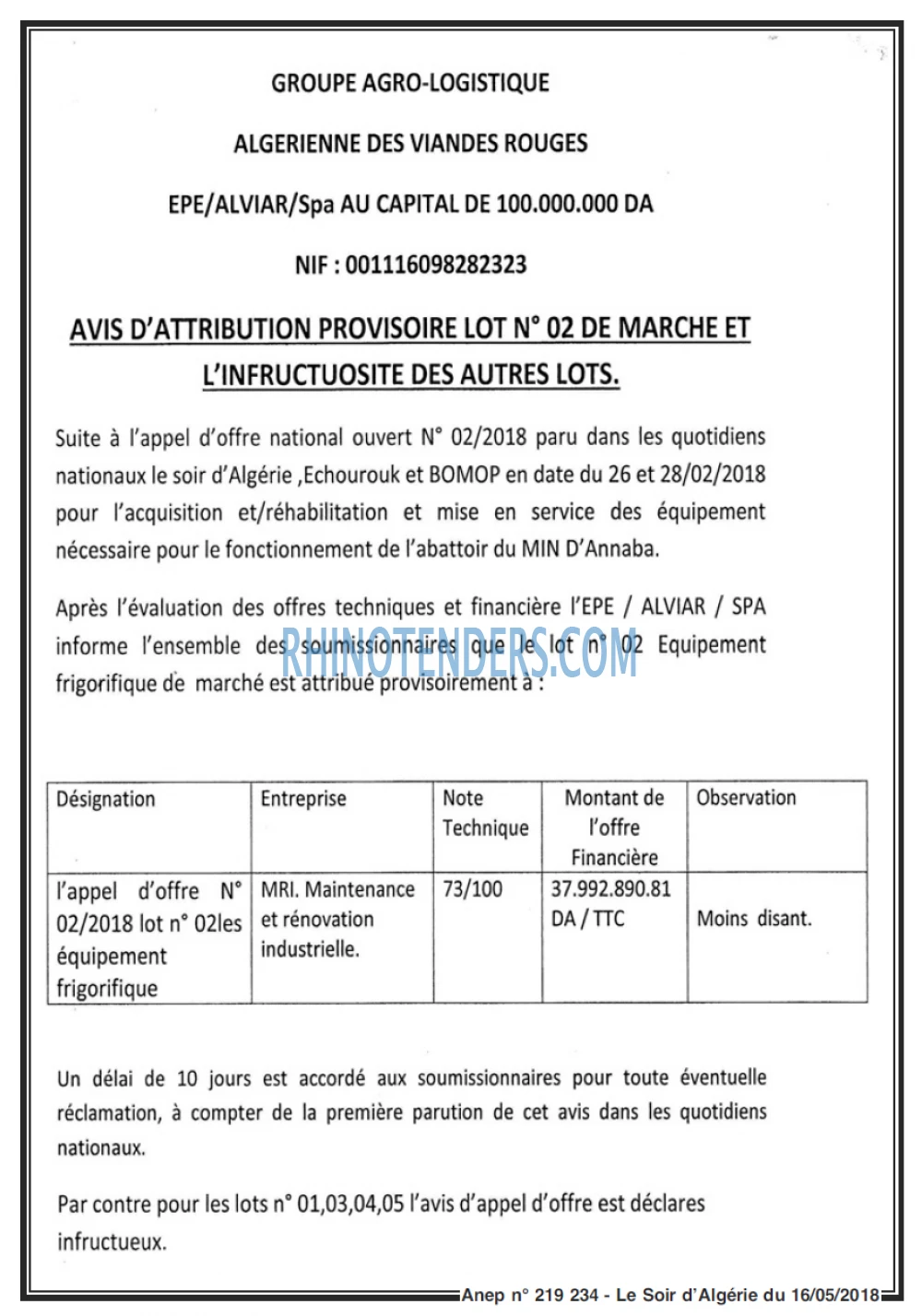 LE SOIR D'ALGERIE