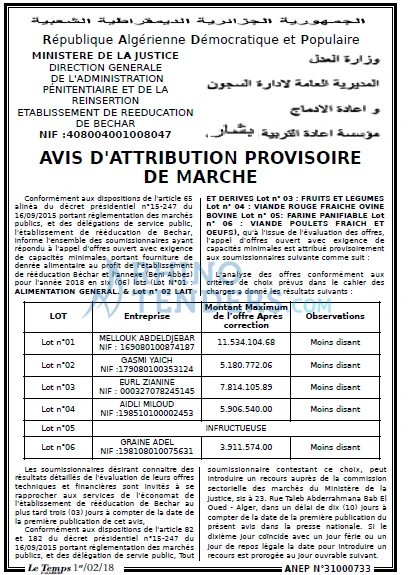LE TEMPS D'ALGERIE