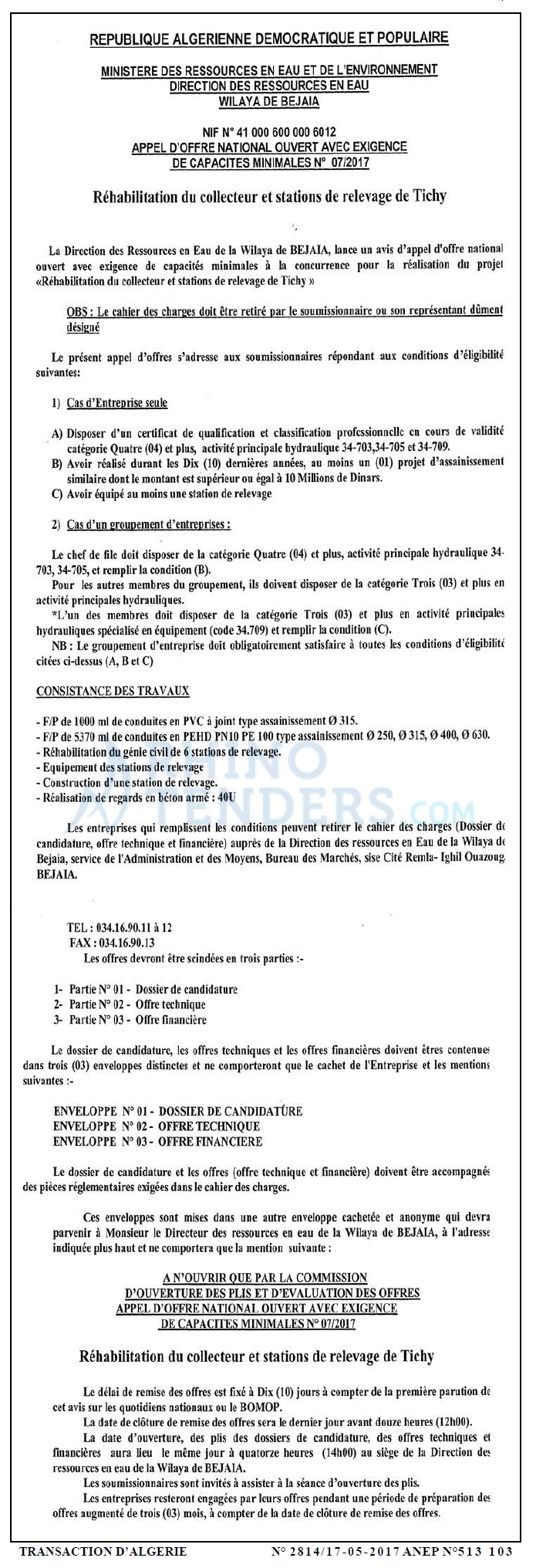TRANSACTION D'ALGERIE