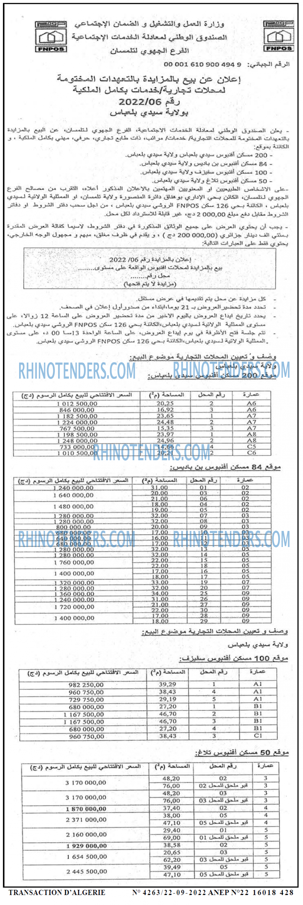 TRANSACTION D'ALGERIE