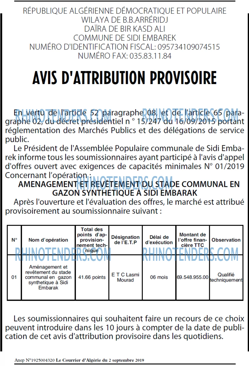 Le Courrier d'Algerie