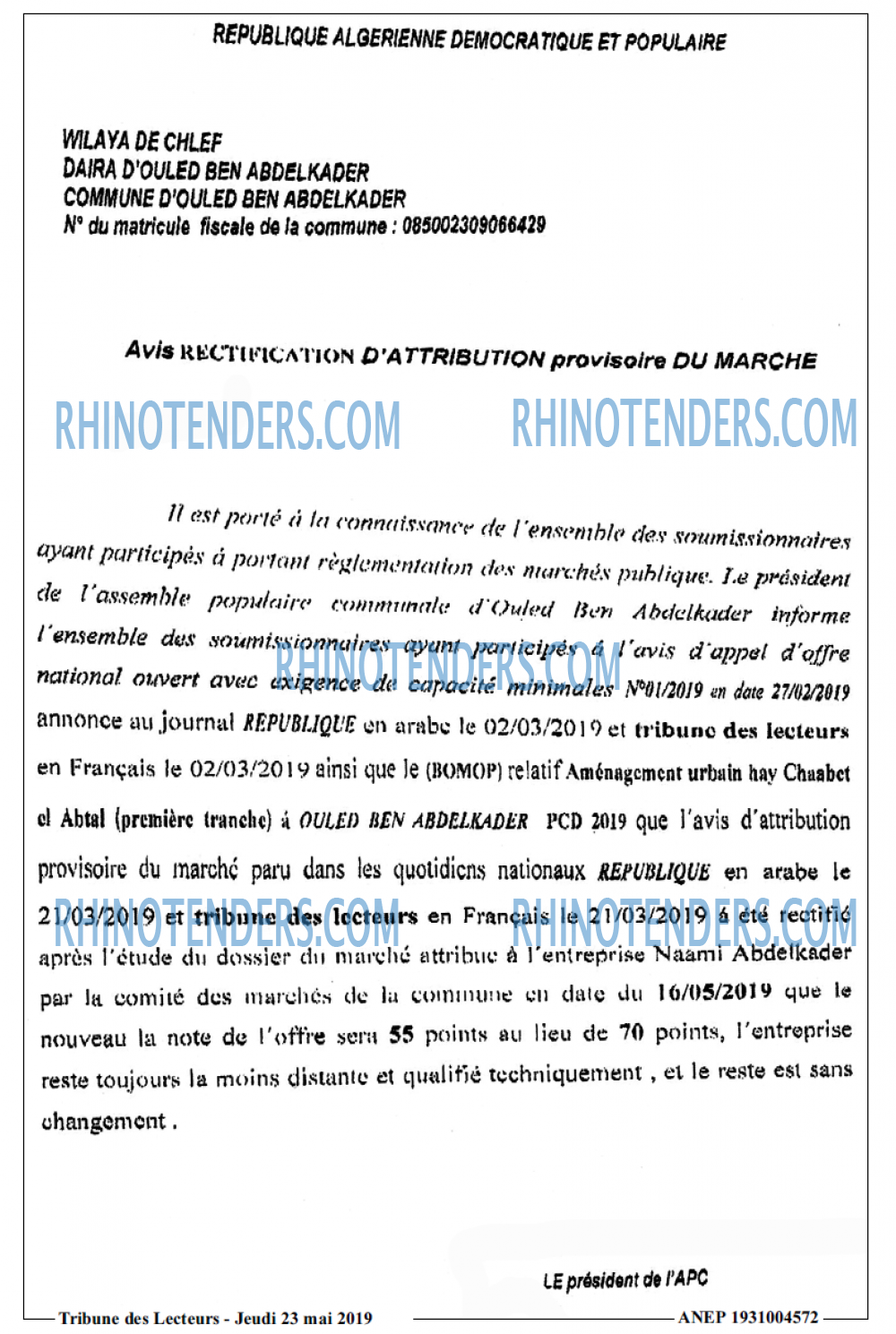 TRIBUNE DES LECTEURS