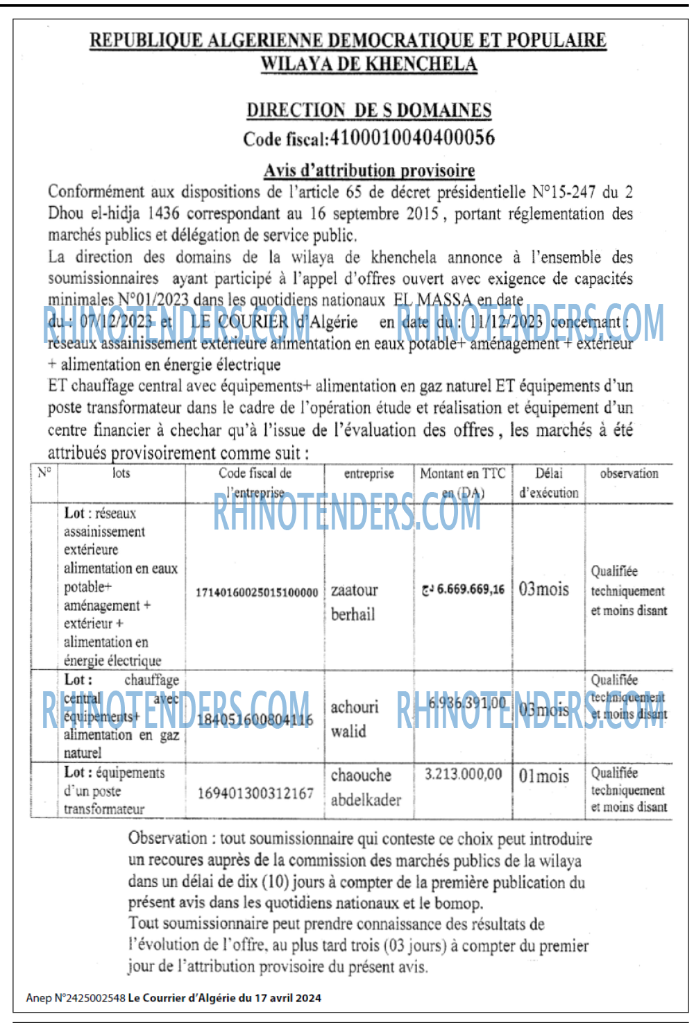 Le Courrier d'Algerie