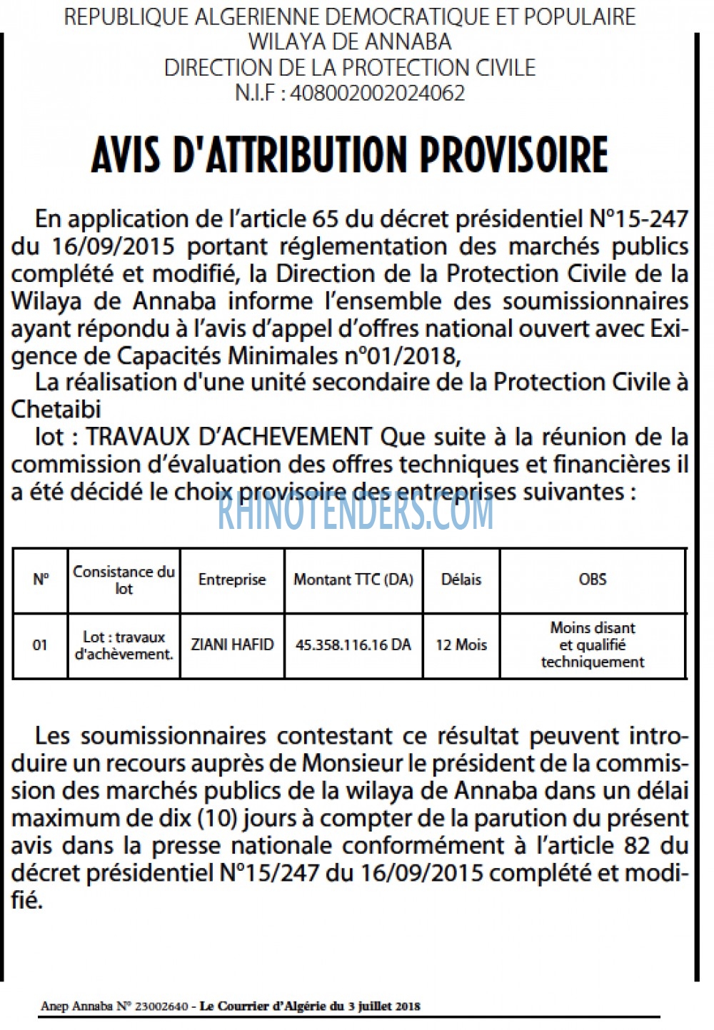 Le Courrier d'Algerie