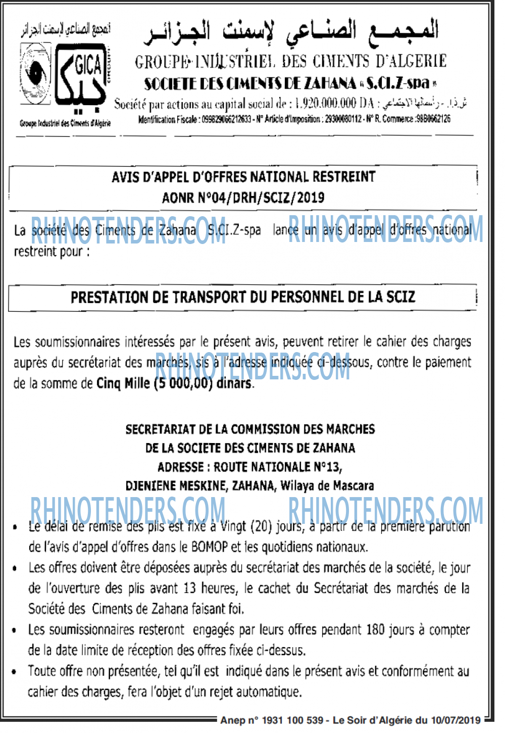 LE SOIR D'ALGERIE