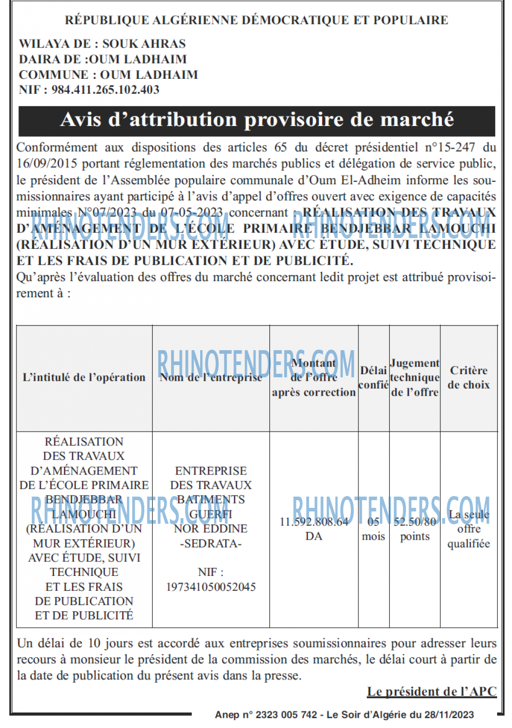 LE SOIR D'ALGERIE