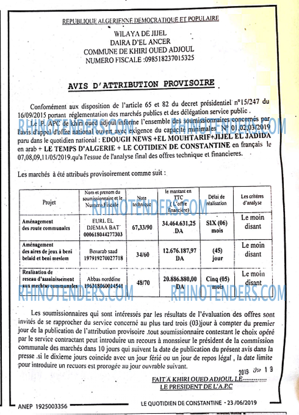 LE QUOTIDIEN DE CONSTANTINE
