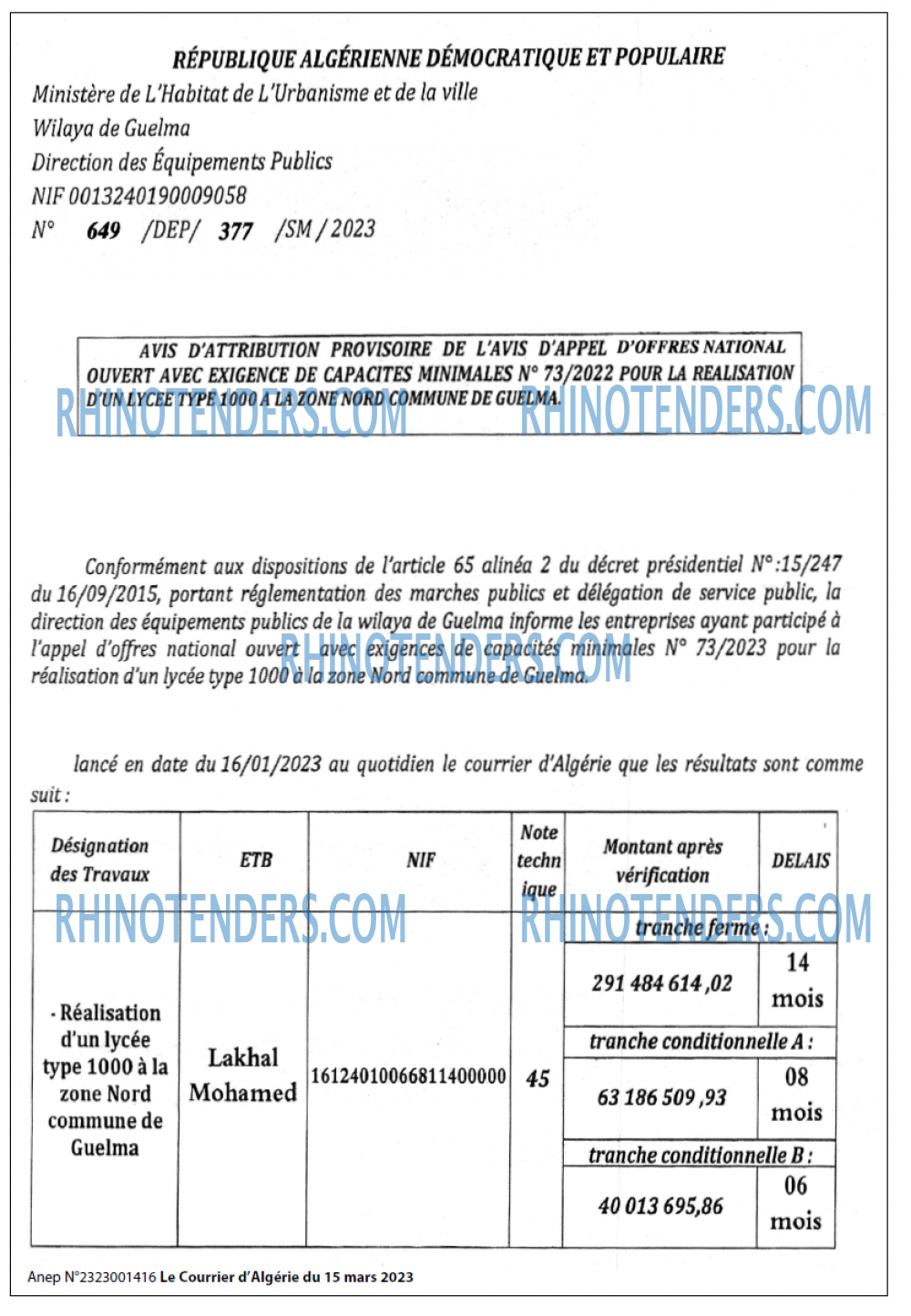 Le Courrier d'Algerie