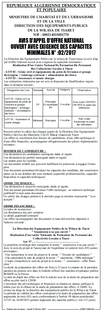 TRIBUNE DES LECTEURS