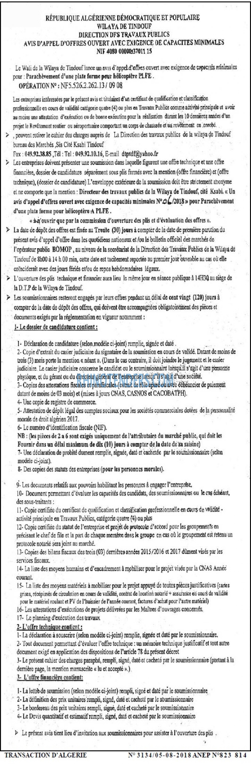 TRANSACTION D'ALGERIE