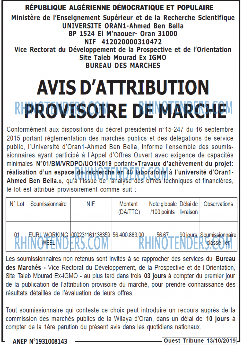 ouest TRIBUNE