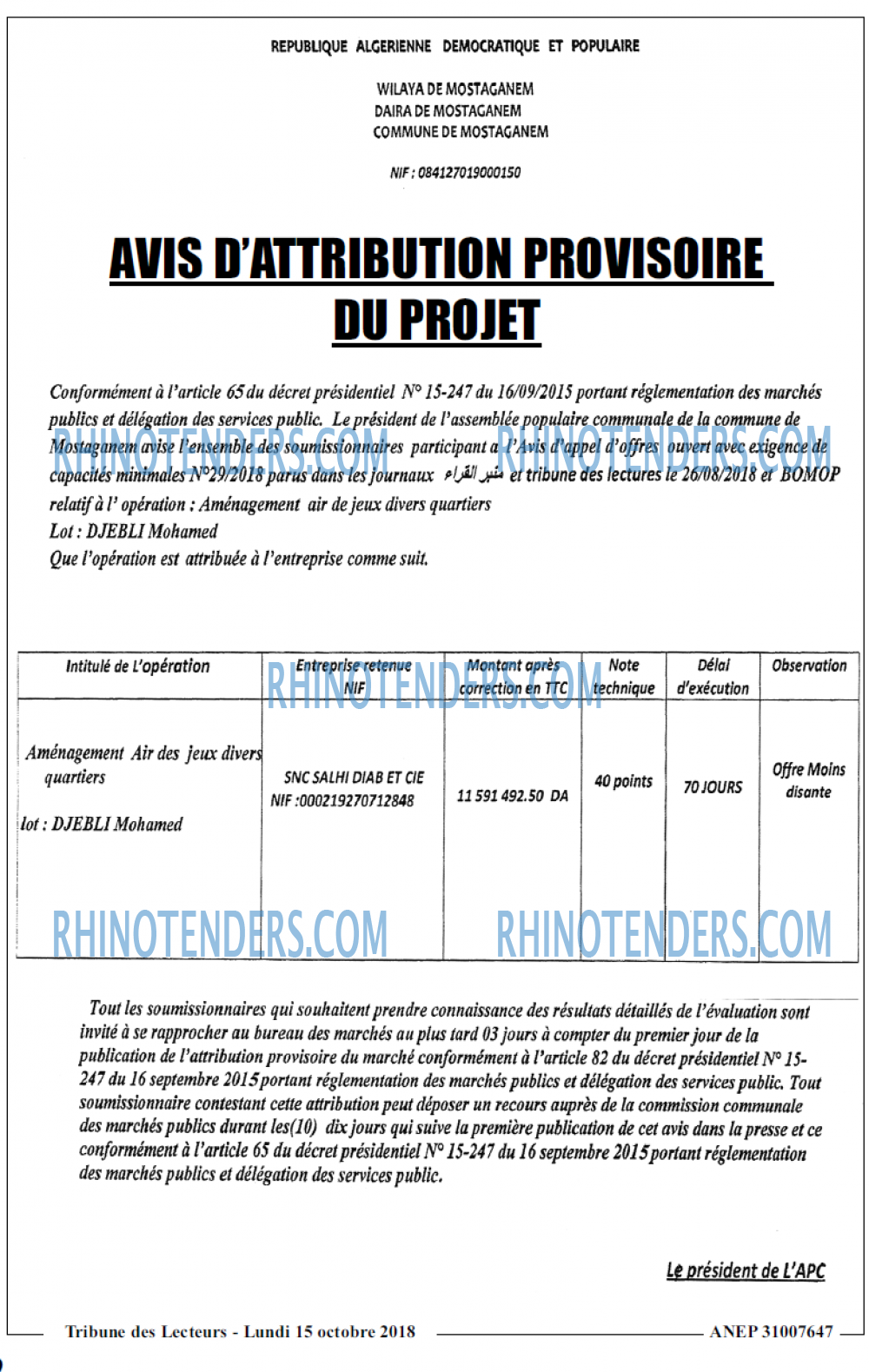 TRIBUNE DES LECTEURS