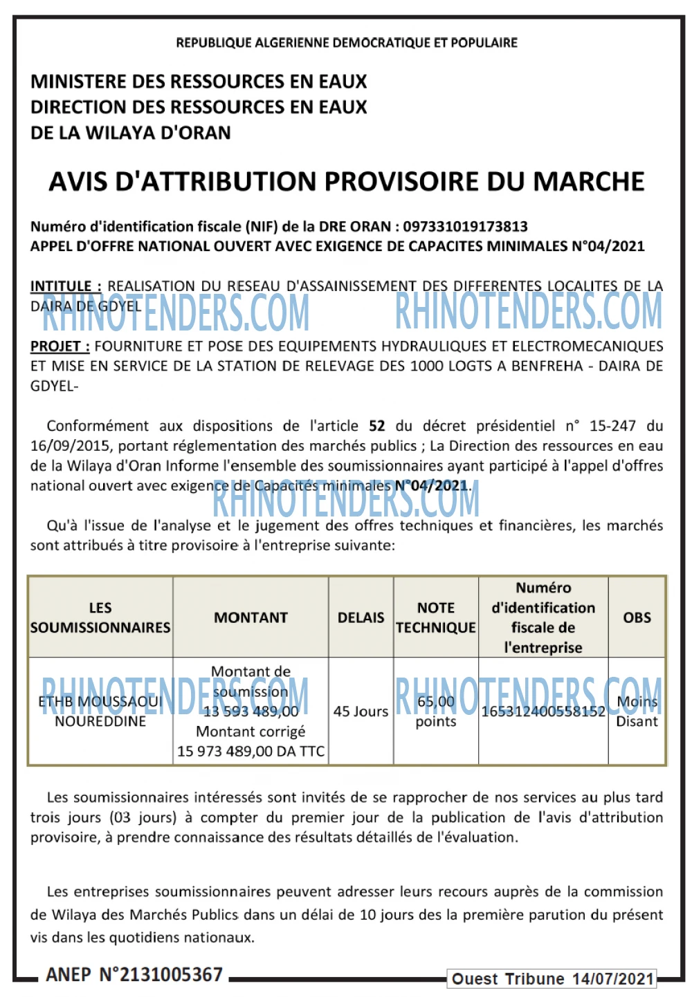 ouest TRIBUNE