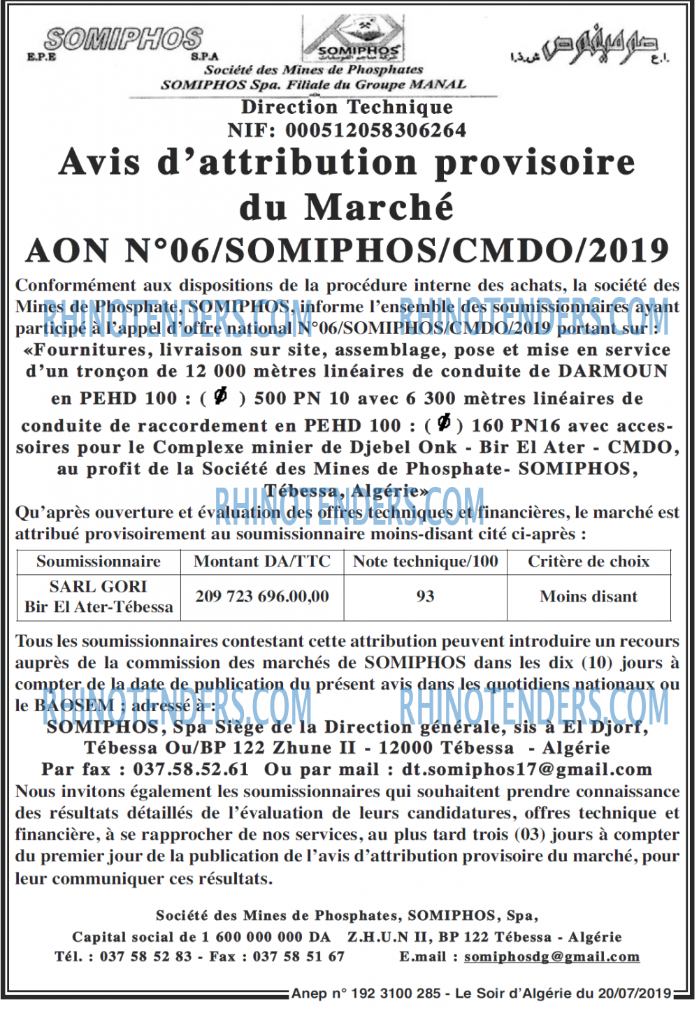 LE SOIR D'ALGERIE