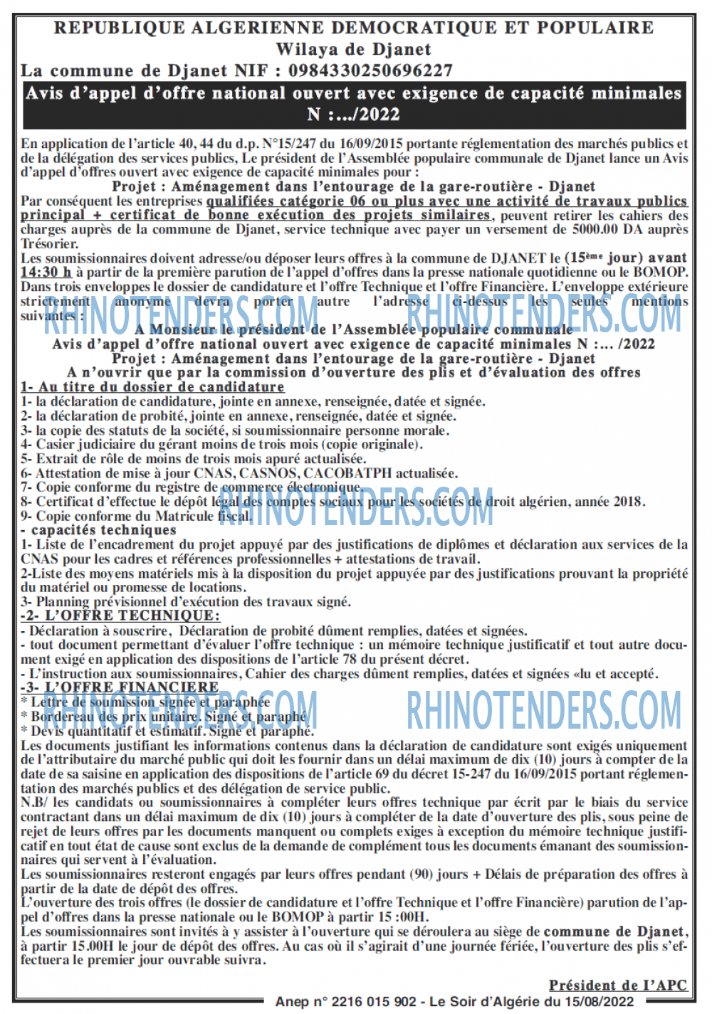 LE SOIR D'ALGERIE