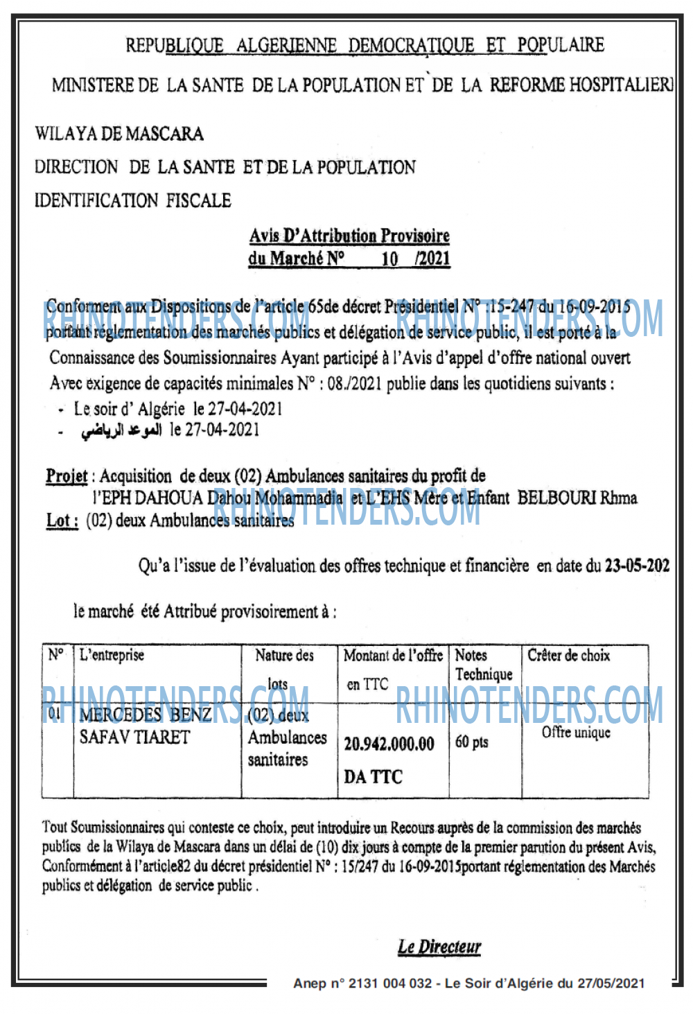LE SOIR D'ALGERIE