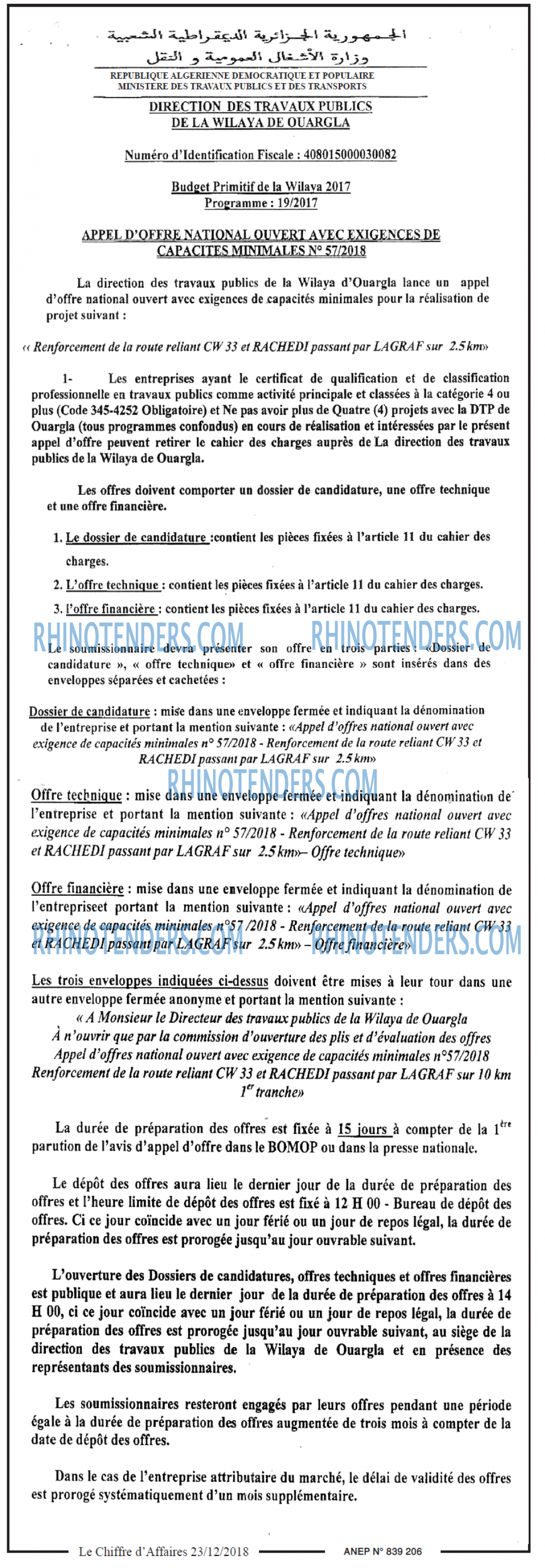 Le Chiffre d'Affaires