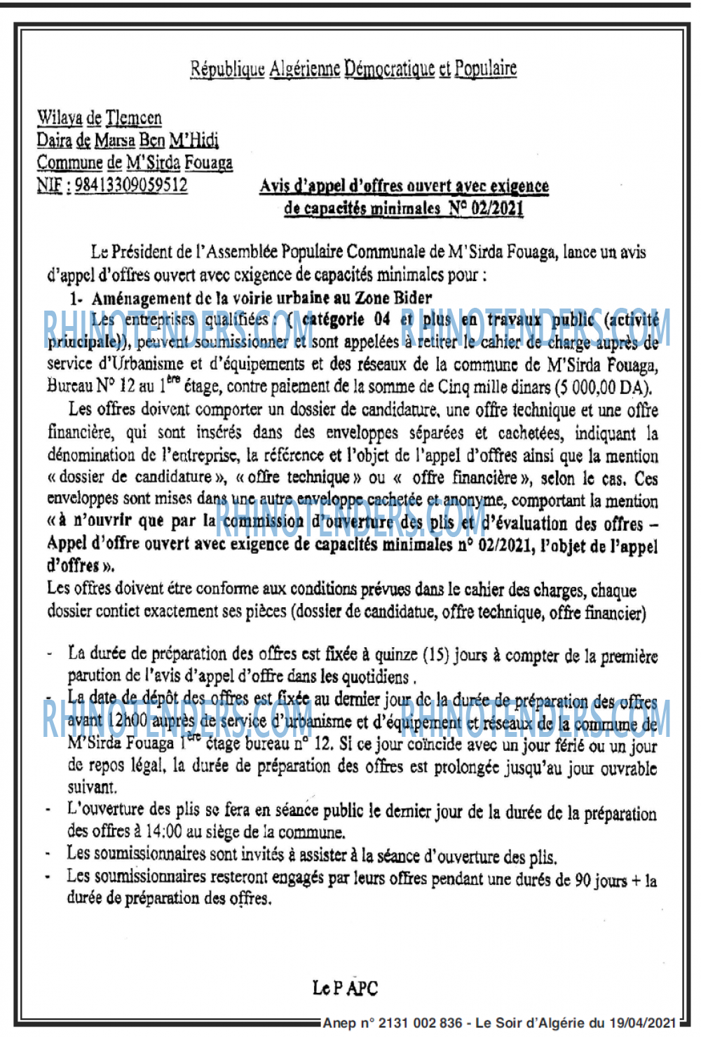LE SOIR D'ALGERIE