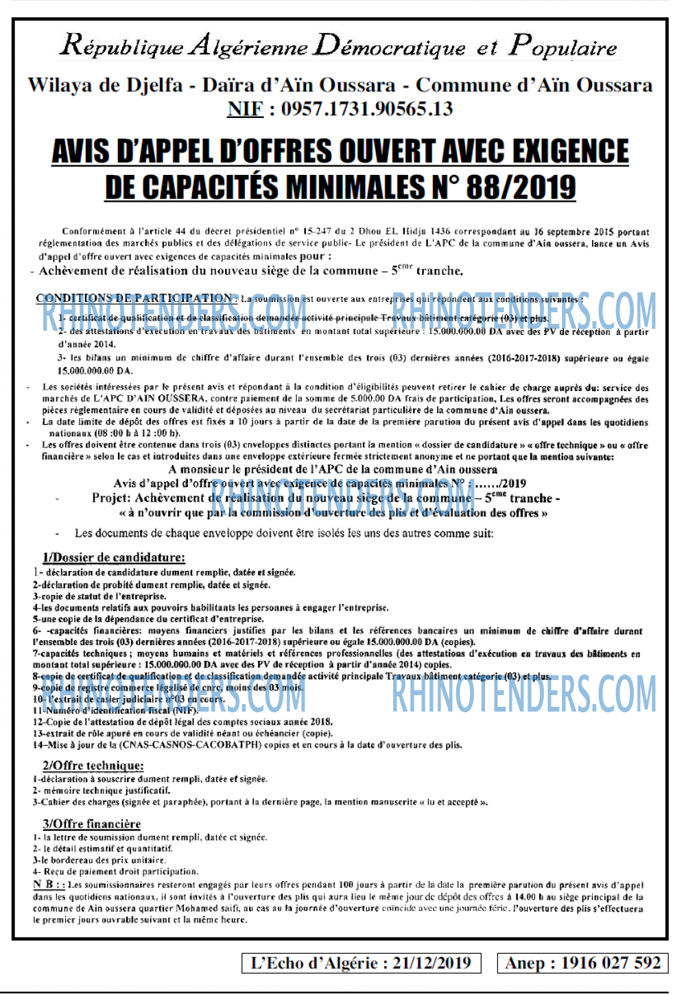 L'ECHO D'ALGERIE