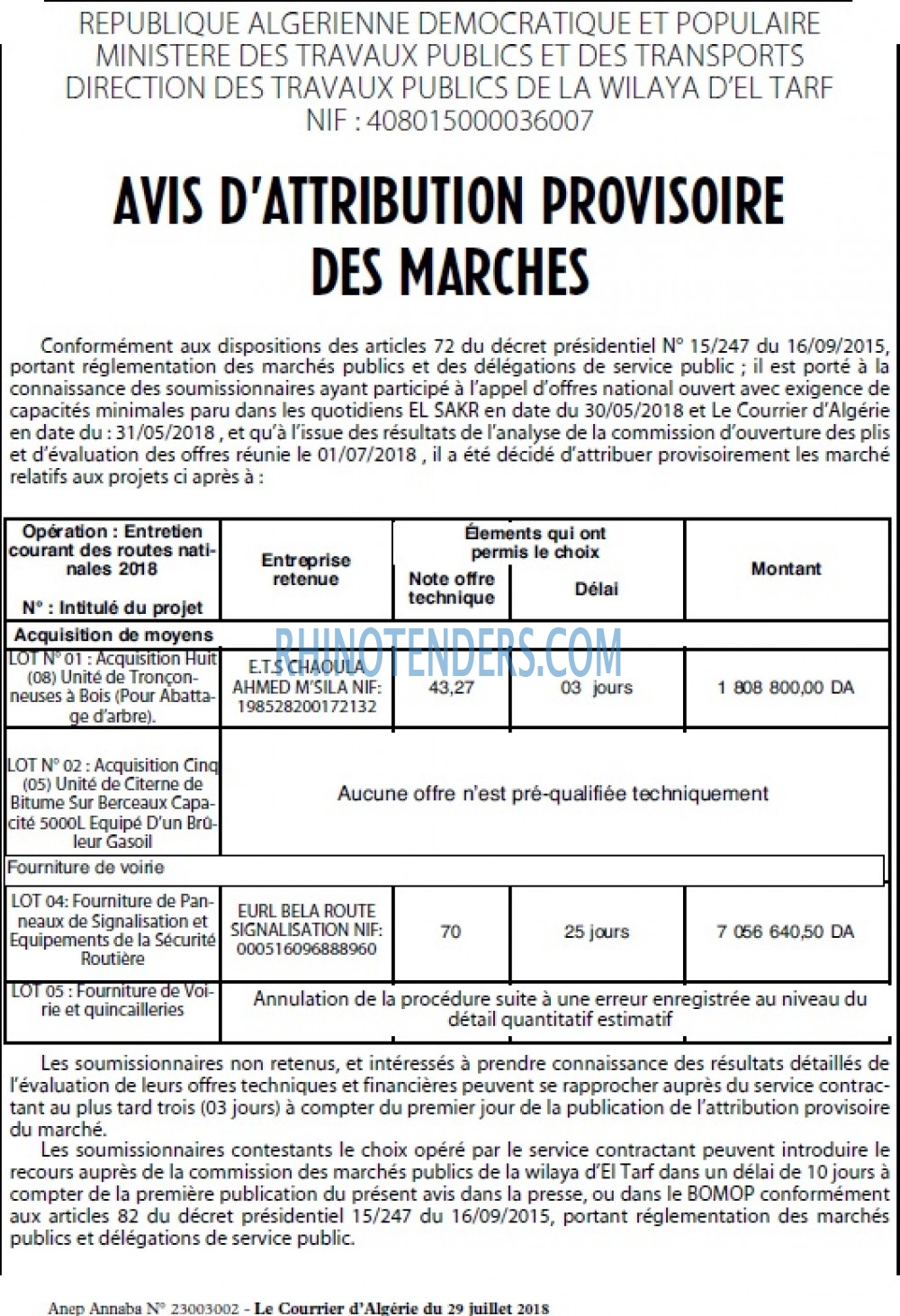Le Courrier d'Algerie