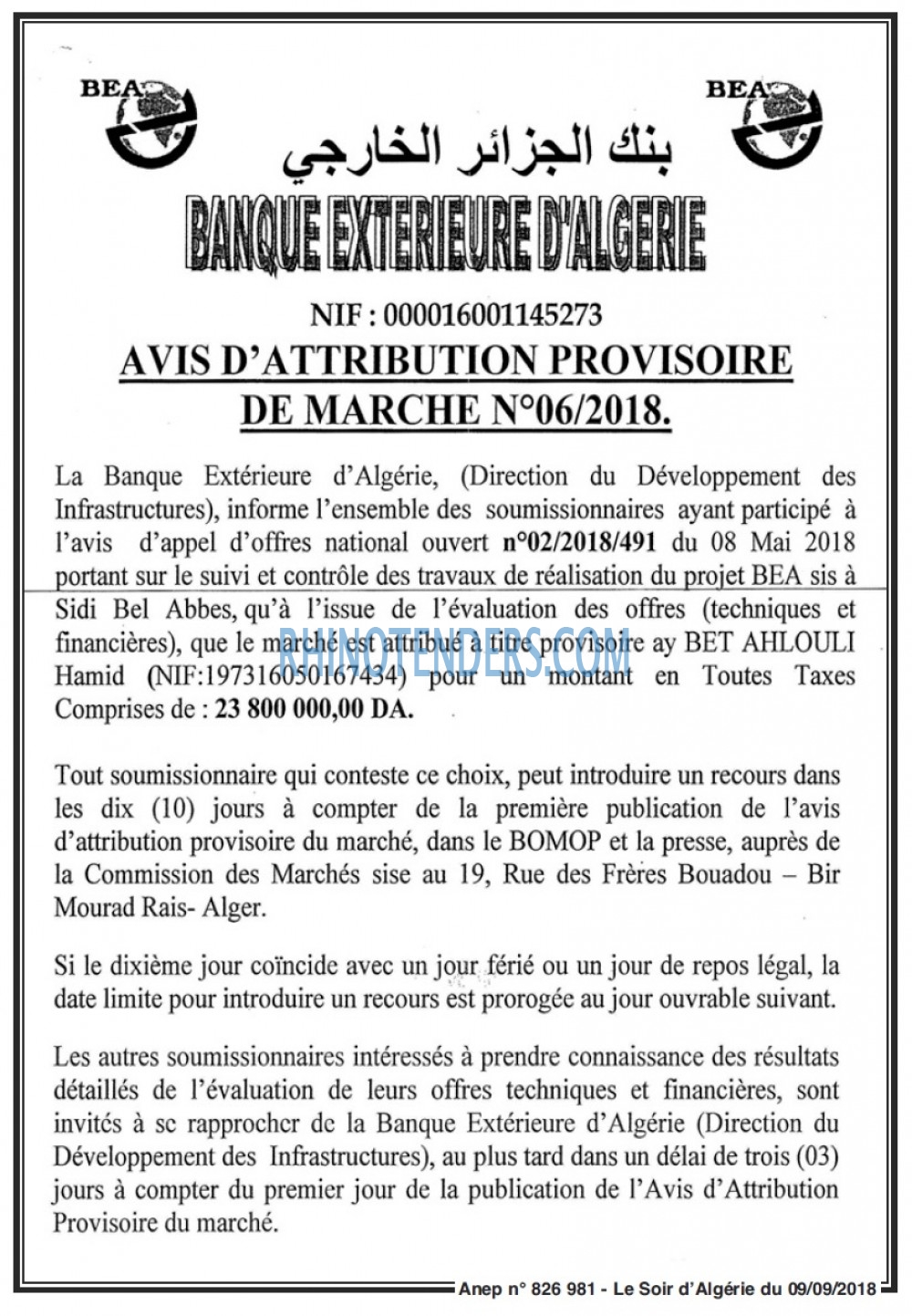 LE SOIR D'ALGERIE