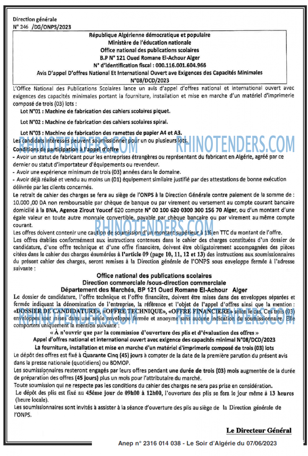 LE SOIR D'ALGERIE