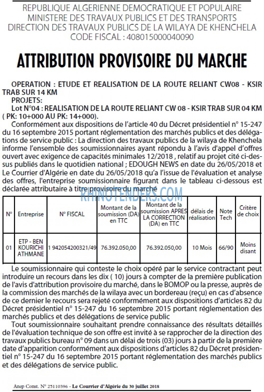 Le Courrier d'Algerie